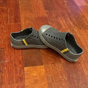 Native Gray and Yellow Kids Sneakers